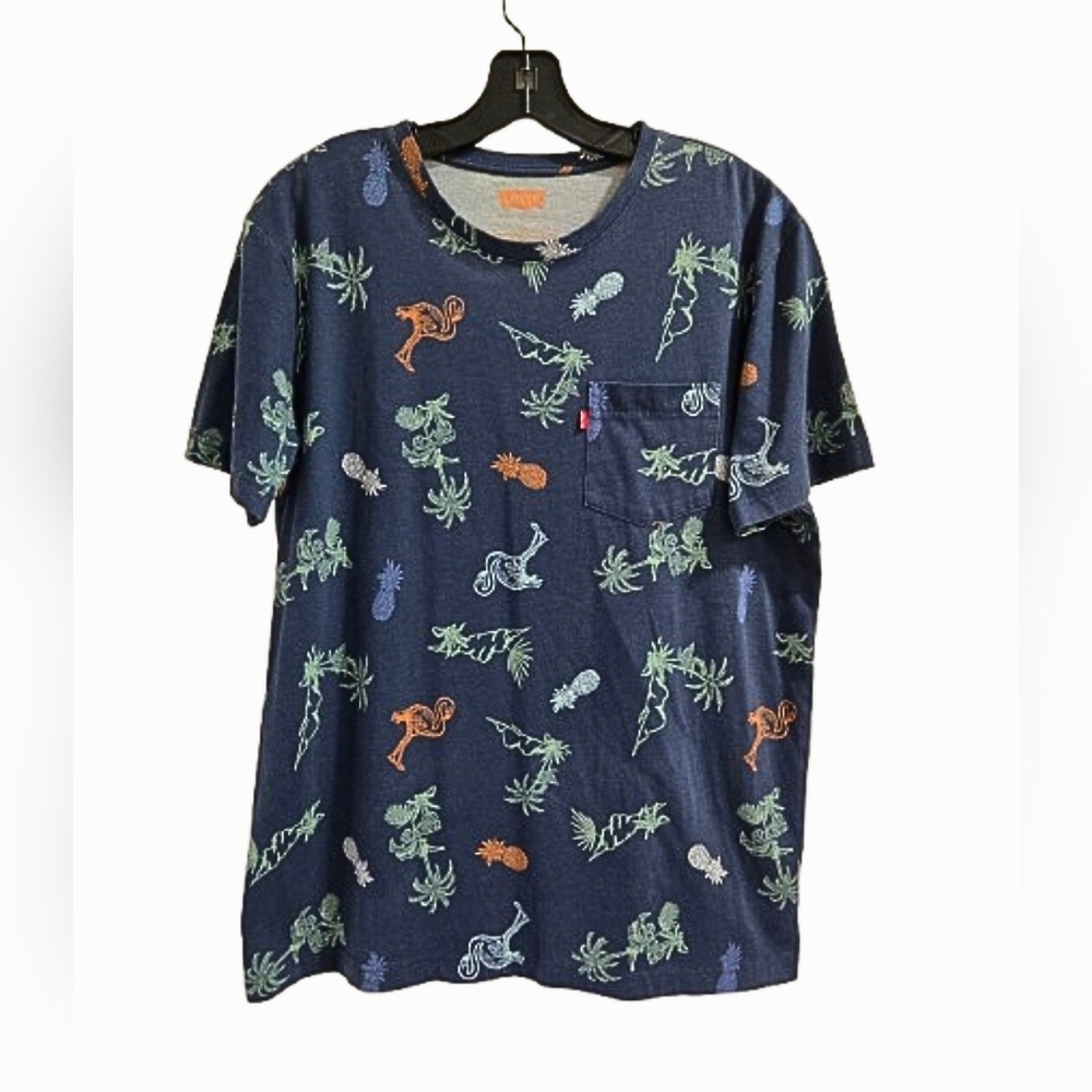 Levi’s Graphic Pocket T-Shirt Large Tropical Print Pineapple Flamingo